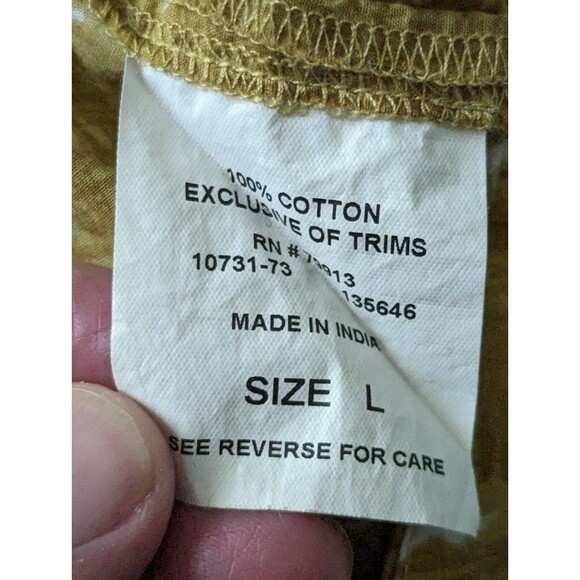 Mimi Maternity Gold White Ruffle Short Sleeve Cotton Scoop Neck Blouse Large Top - Picture 5 of 7